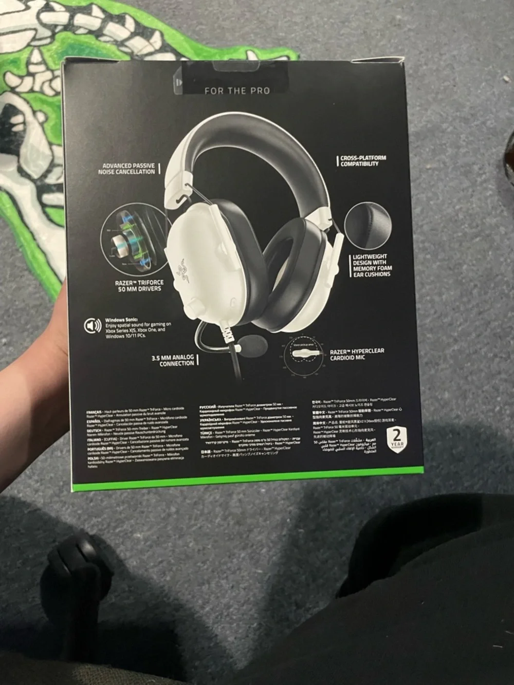 Razer Black Gaming Headset Box in Black with Green Accent